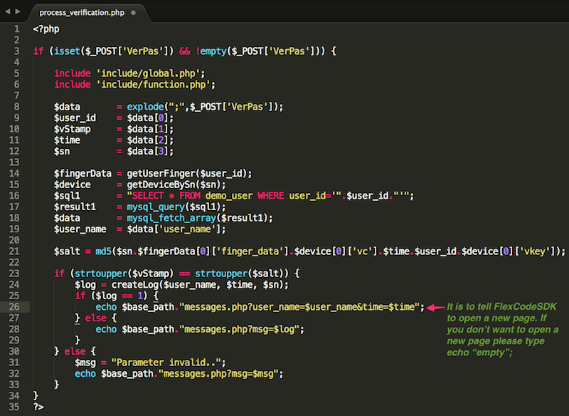 Documentation - Sample FlexCode SDK PHP